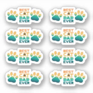 Retro Sunset Photo Fathers Day Best Cat Dad Ever Sticker