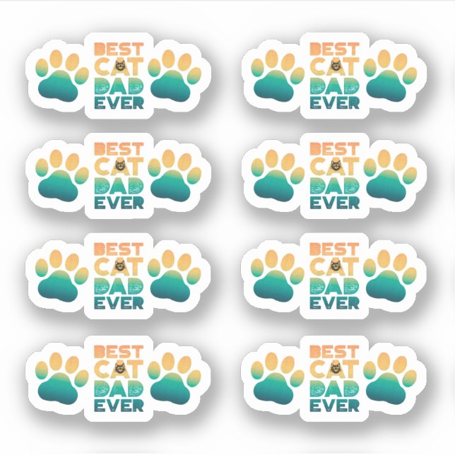 Retro Sunset Photo Fathers Day Best Cat Dad Ever Sticker (Front)