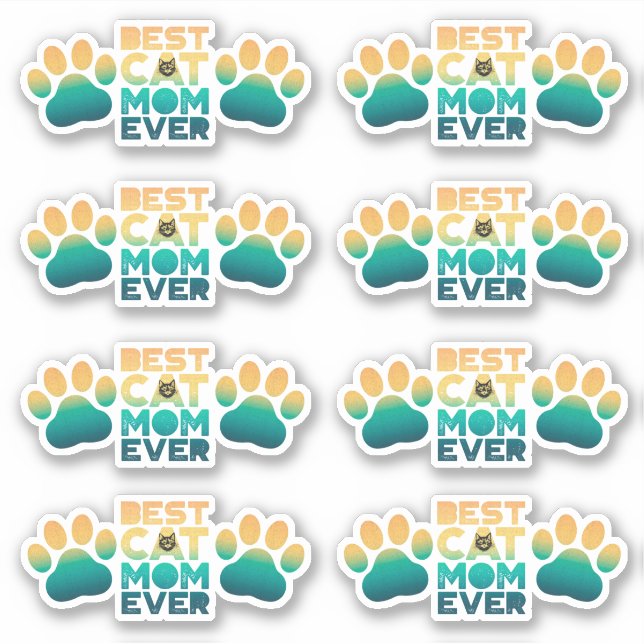 Retro Sunset Photo Mother's Day Best Cat Mom Ever Sticker (Front)