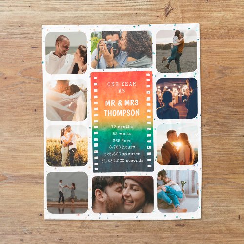Retro Sunset Photo Mr and Mrs 1st  Anniversary