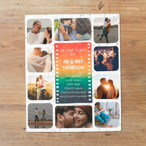 Retro Sunset Photo Mr and Mrs 20th Anniversary
