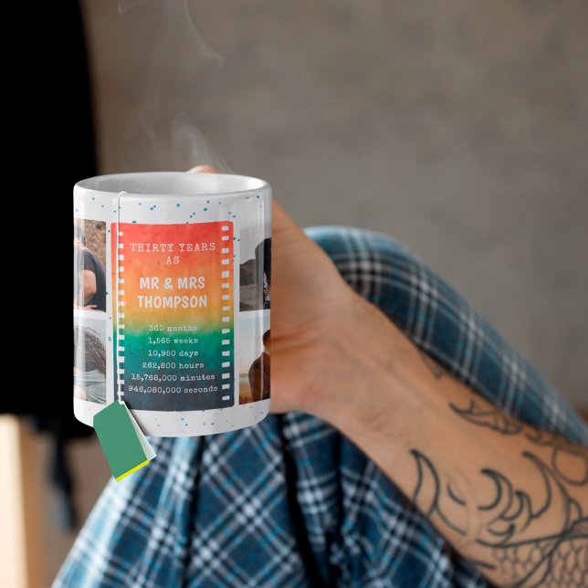 Retro Sunset Photo Mr and Mrs 30th Anniversary Coffee Mug (Creator Uploaded)