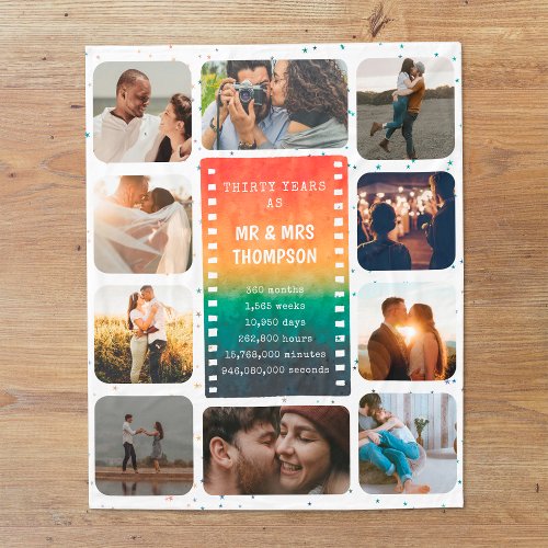 Retro Sunset Photo Mr and Mrs 30th Anniversary