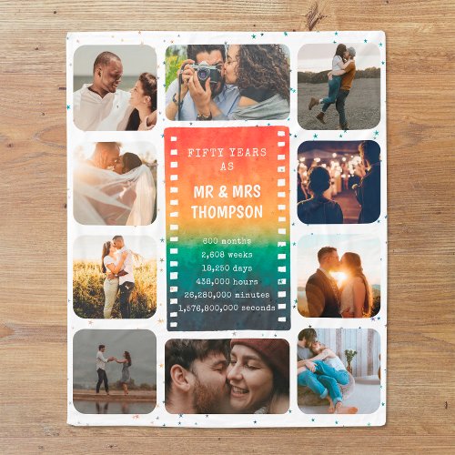 Retro Sunset Photo Mr and Mrs 50th Anniversary