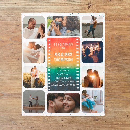 Retro Sunset Photo Mr and Mrs 5th Anniversary
