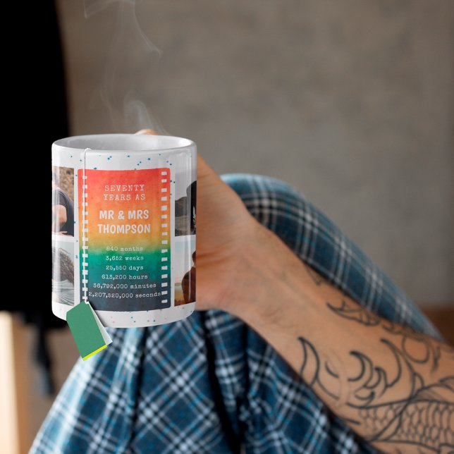 Retro Sunset Photo Mr and Mrs 70th Anniversary Coffee Mug (Creator Uploaded)