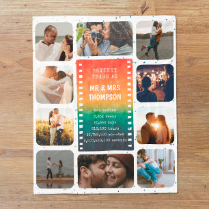 Retro Sunset Photo Mr and Mrs 70th Anniversary Fleece Blanket