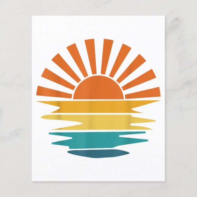 Retro Sunset Rays Wavy Vintage Retro Sunshine Sun  (Front)