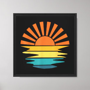 Retro Sunset Rays Wavy Vintage Retro Sunshine Sun Canvas Print