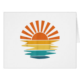 Retro Sunset Rays Wavy Vintage Retro Sunshine Sun Cards