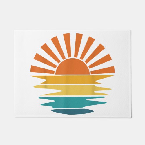 Retro Sunset Rays Wavy Vintage Retro Sunshine Sun  Doormat