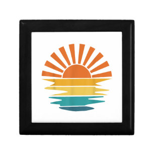 Retro Sunset Rays Wavy Vintage Retro Sunshine Sun Gift Box