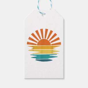 Retro Sunset Rays Wavy Vintage Retro Sunshine Sun  Gift Tags