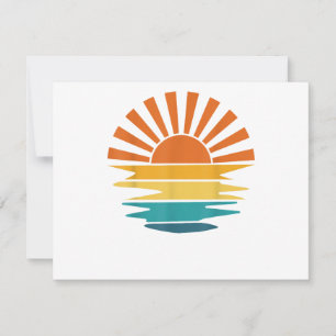 Retro Sunset Rays Wavy Vintage Retro Sunshine Sun Invitation