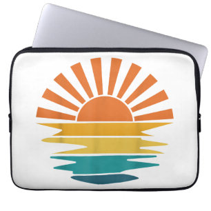 Retro Sunset Rays Wavy Vintage Retro Sunshine Sun Laptop Sleeve