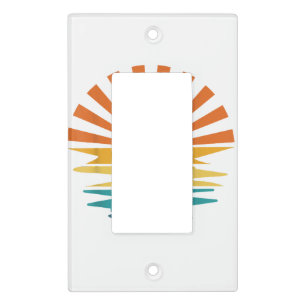 Retro Sunset Rays Wavy Vintage Retro Sunshine Sun Light Switch Cover