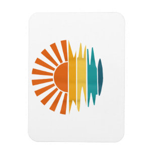 Retro Sunset Rays Wavy Vintage Retro Sunshine Sun Magnet