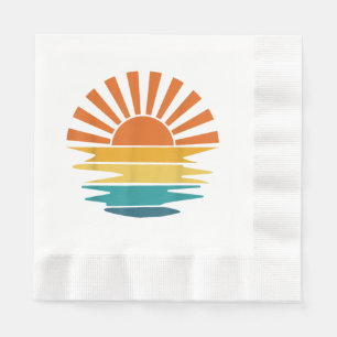 Retro Sunset Rays Wavy Vintage Retro Sunshine Sun Napkins