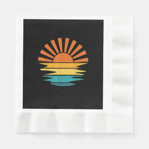 Retro Sunset Rays Wavy Vintage Retro Sunshine Sun Napkins