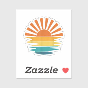 Retro Sunset Rays Wavy Vintage Retro Sunshine Sun Sticker