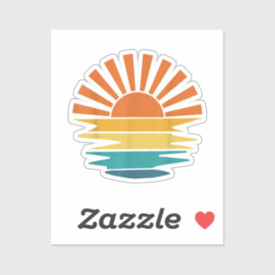 Retro Sunset Rays Wavy Vintage Retro Sunshine Sun  Sticker