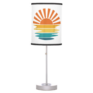 Retro Sunset Rays Wavy Vintage Retro Sunshine Sun Table Lamp