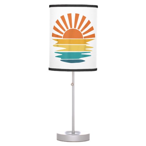 Retro Sunset Rays Wavy Vintage Retro Sunshine Sun  Table Lamp