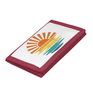 Retro Sunset Rays Wavy Vintage Retro Sunshine Sun Tri-fold Wallet