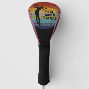 Retro Sunset Real Women Play Golf Head Cover