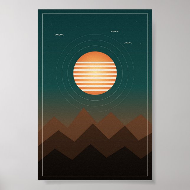 Retro Sunset Ridge Poster (Front)