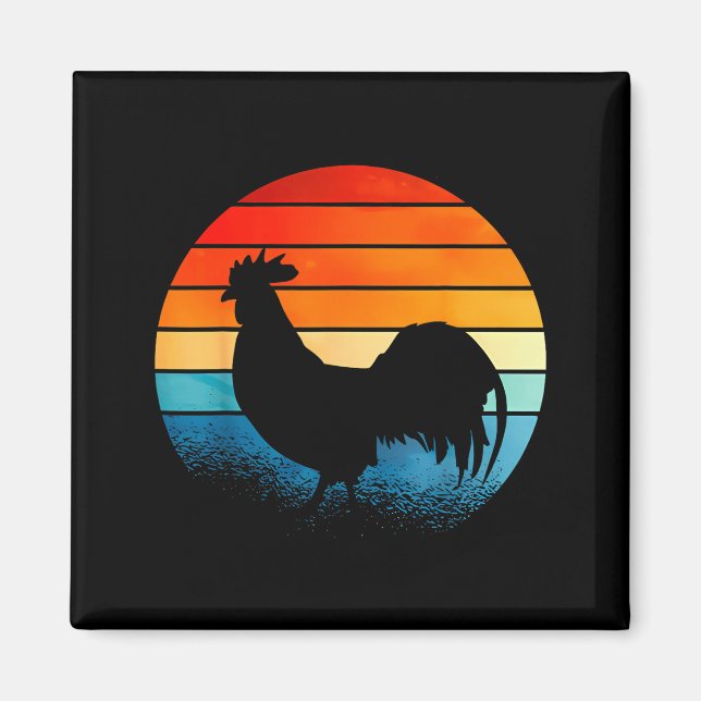 Retro Sunset Rooster Chicken Lover  Magnet (Front)