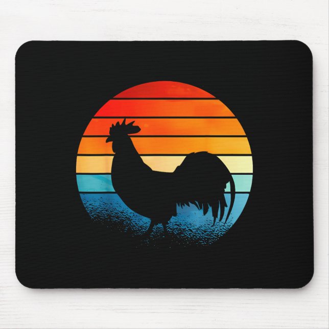 Retro Sunset Rooster Chicken Lover  Mouse Pad (Front)