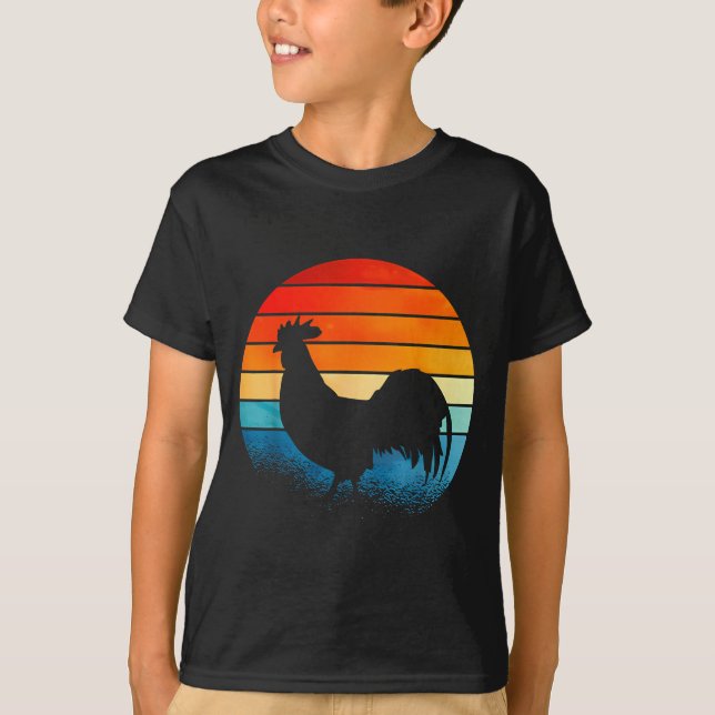 Retro Sunset Rooster Chicken Lover  T-Shirt (Front)