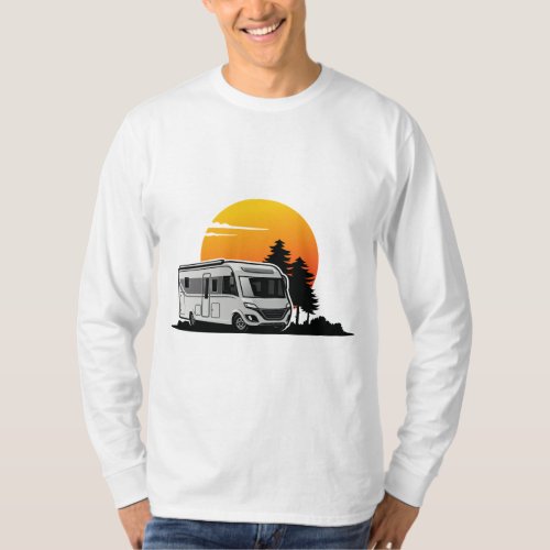 Retro Sunset RV Motorhome Owner Giftmotorhome Car T_Shirt