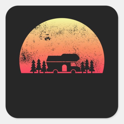 Retro Sunset RV _ Motorhome Owner Gift Square Sticker