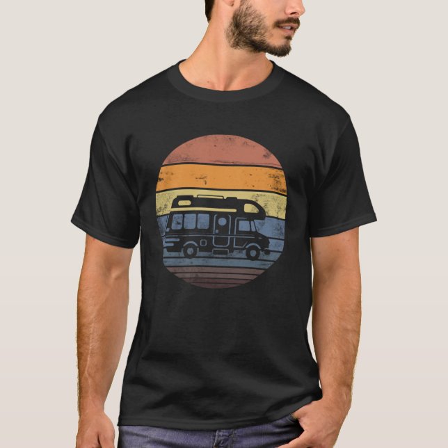 Retro Sunset RV Stay Class C Camping Camper T-Shirt (Front)