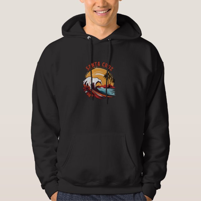 Retro Sunset Santa Cruz California Summer Surfing Hoodie (Front)