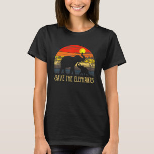 Retro Sunset Save The Elephants Africa Wild Animal T-Shirt
