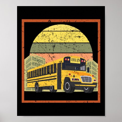 Retro Sunset School Bus Driver Poster
