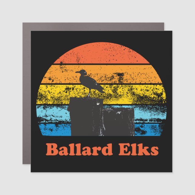 Retro Sunset & Seagull Car Magnet (Front)