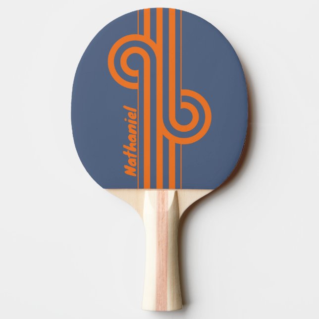 Retro Sunset Shoreline Stripe Loop with Name Ping Pong Paddle (Back)