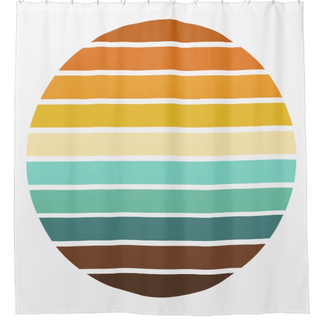 Retro Sunset Shower Curtain (Front)