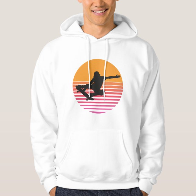 Retro Sunset Skateboarder  Hoodie (Front)
