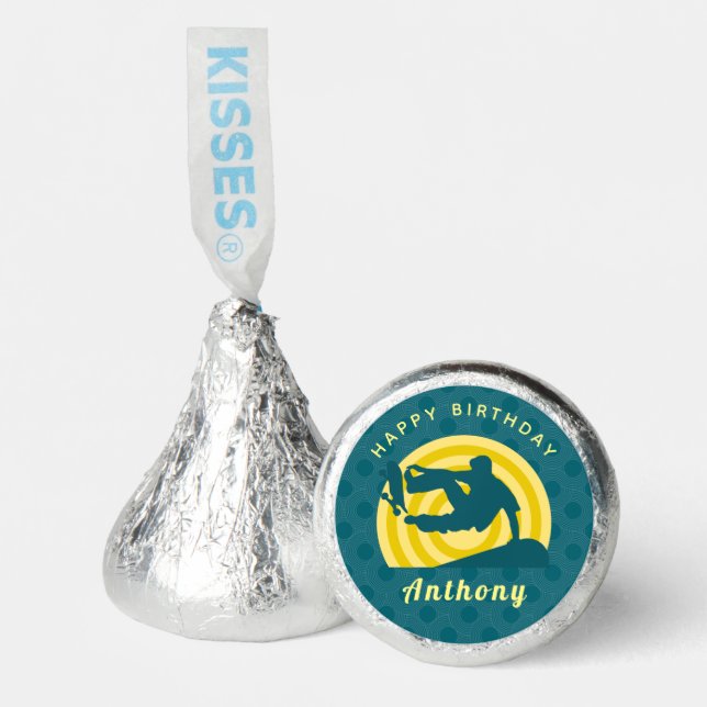 Retro Sunset Skateboarding Theme Birthday Boy Name Hershey®'s Kisses® (Front)