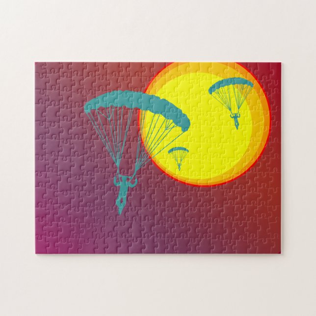 retro sunset skydivers jigsaw puzzle (Horizontal)