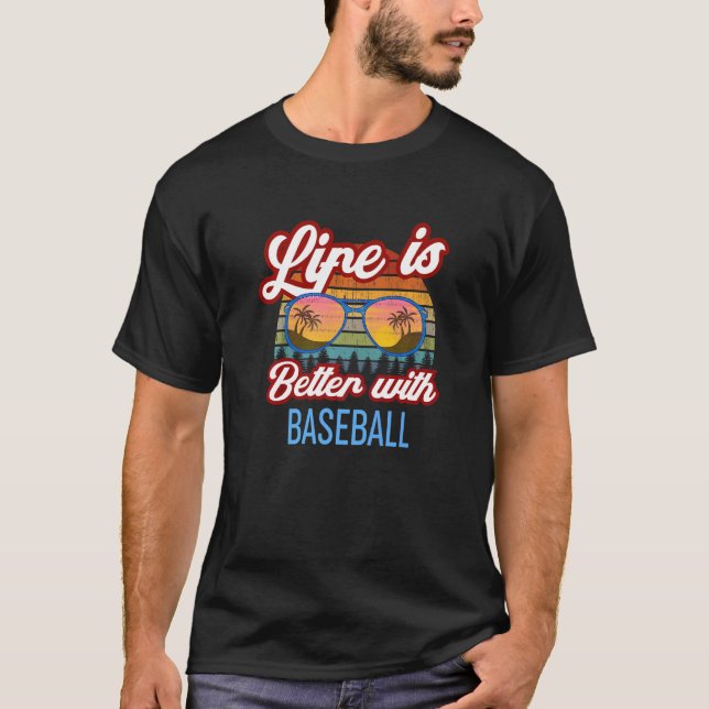 Retro Sunset Slogan   With Baseball T-Shirt (Front)