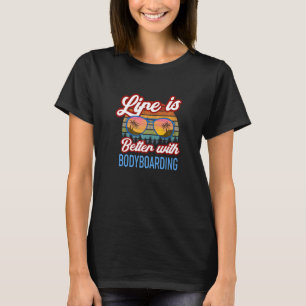 Retro Sunset Slogan   With Bodyboarding T-Shirt