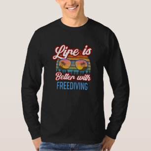 Retro Sunset Slogan   With Freediving T-Shirt