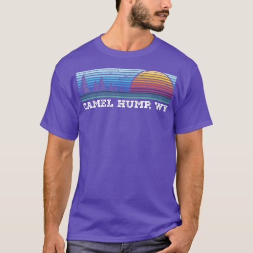 Retro Sunset Stripes Camel Hump Wyoming  T_Shirt