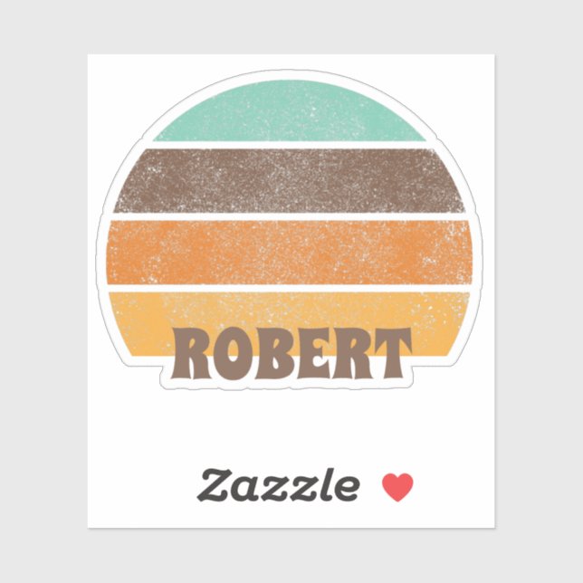 Retro Sunset Stripes Circle Sun Personalized Text Sticker (Sheet)